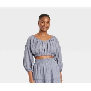 Universals Thread Cottagecore Crop Top Blue Size M